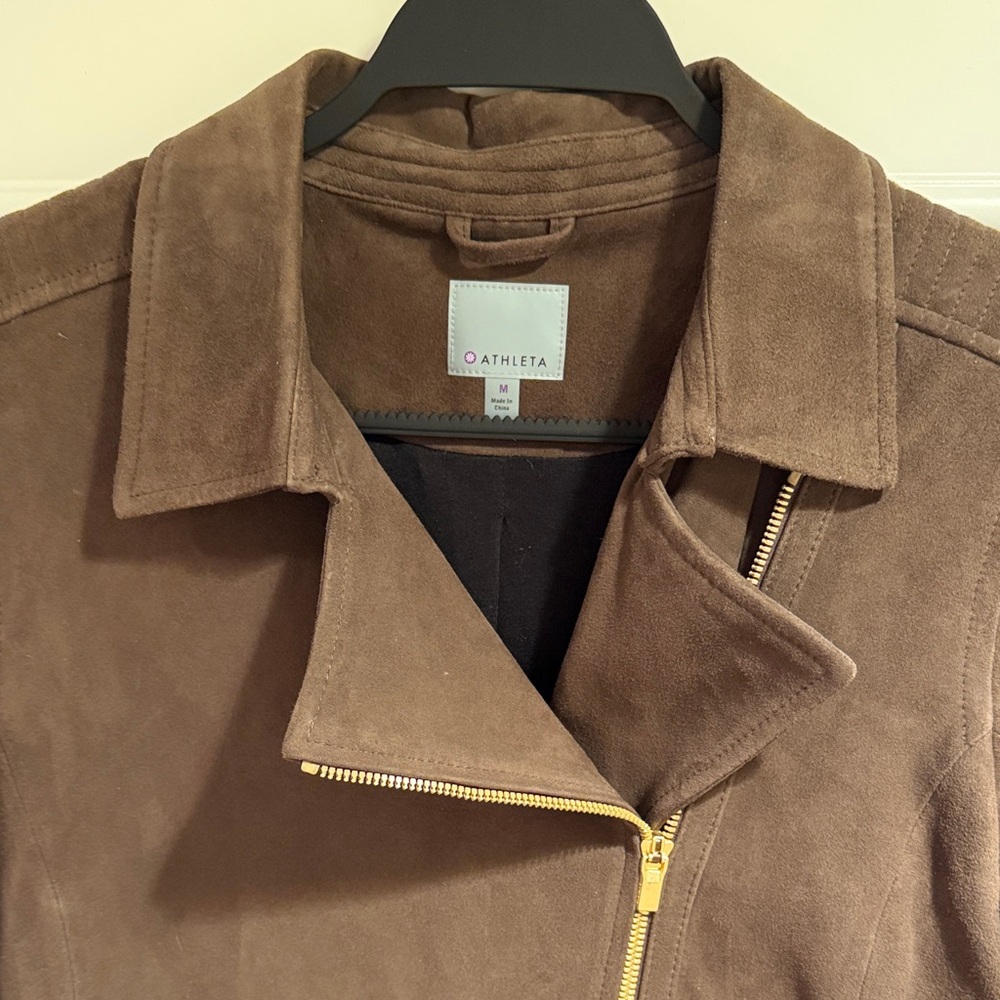 Athleta Dark Brown suede Leather Jacket - Picture 6 of 7